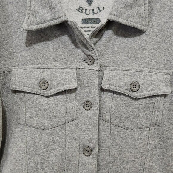 Branded Bull Women's L Gray Fleece Button Up Collared Trucker Jacket Soft Cozy - Picture 3 of 9